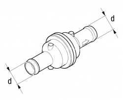 Обратный тосольный клапан  18mm (2 патрубка) (аналог  221000101400)