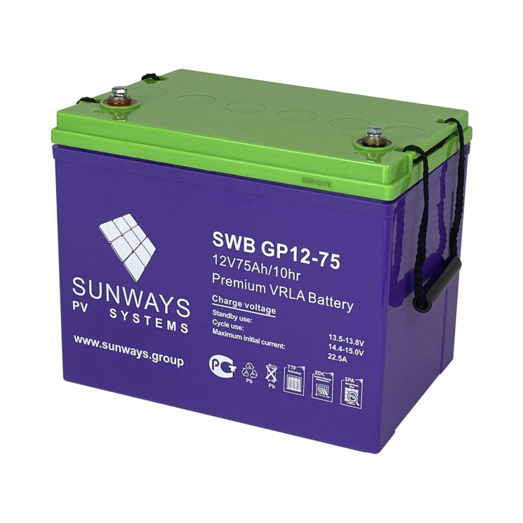 Аккумуляторная батарея SUNWAYS GP 12-75 купить в Якутске